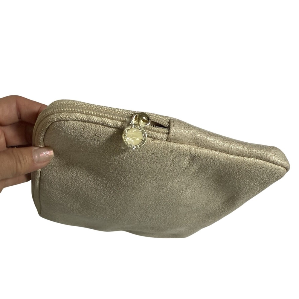 Bvlgari Women's Cosmetic Pouch Gold One Size Makeup Travel Bag Organizer Zip New - Picture 5 of 8